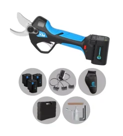 Campagnola Potatori|Kit valigetta forbice potatura a batteria "stark xm" taglio 34 mm 3 batterie 14,4v 2,5ah, caricabatterie, kit attrezzi, fondina, pietra triangolare per lama