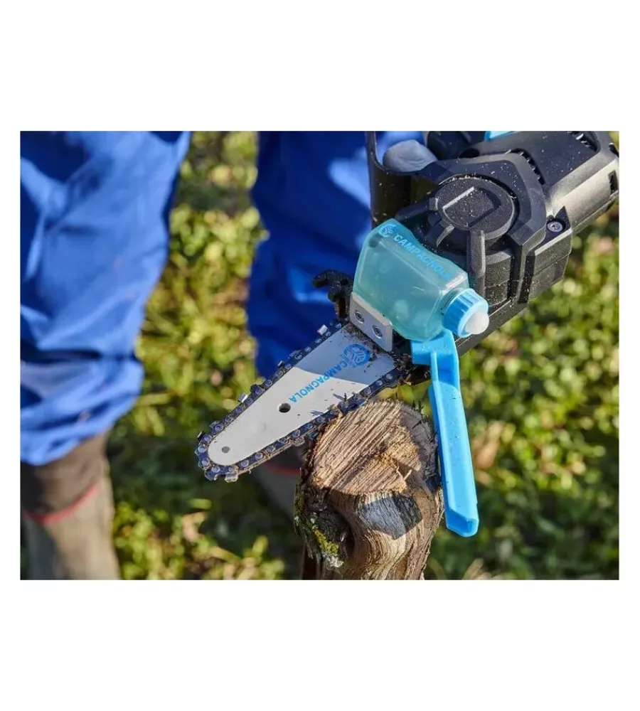 Campagnola Potatori|Kit valigetta potatore a catena a batteria "t-rex" barra 10 cm 2 batterie 21,6v 2,5ah e 4,2ah, caricabatterie tripla uscita, kit attrezzi e copri-barra