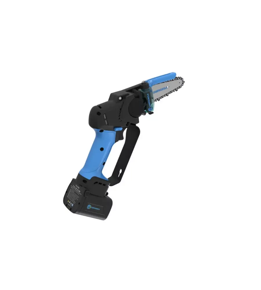 Campagnola Potatori|Kit valigetta potatore a catena a batteria "t-rex" barra 10 cm 2 batterie 21,6v 2,5ah e 4,2ah, caricabatterie tripla uscita, kit attrezzi e copri-barra