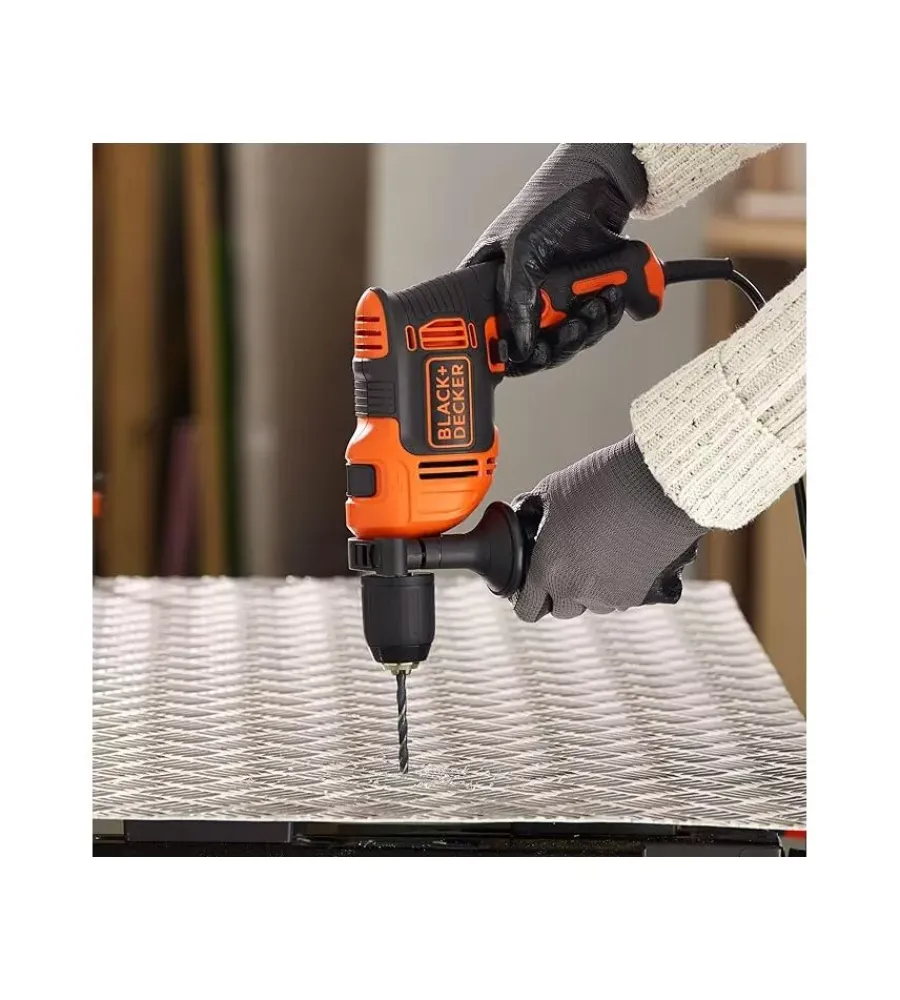 Trapani E Avvitatori-Black+Decker Kit valigetta trapano a percussione elettrico "beh710k" 710 w