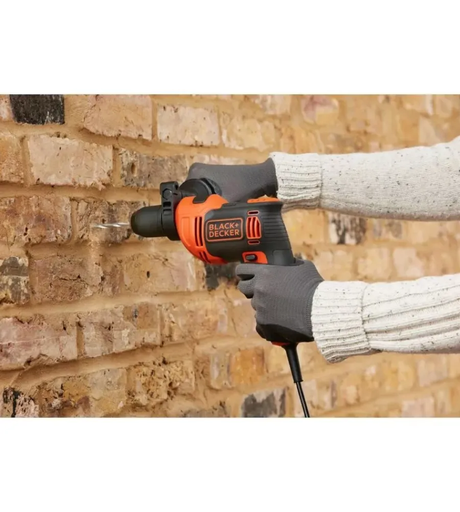 Trapani E Avvitatori-Black+Decker Kit valigetta trapano a percussione elettrico "beh710k" 710 w