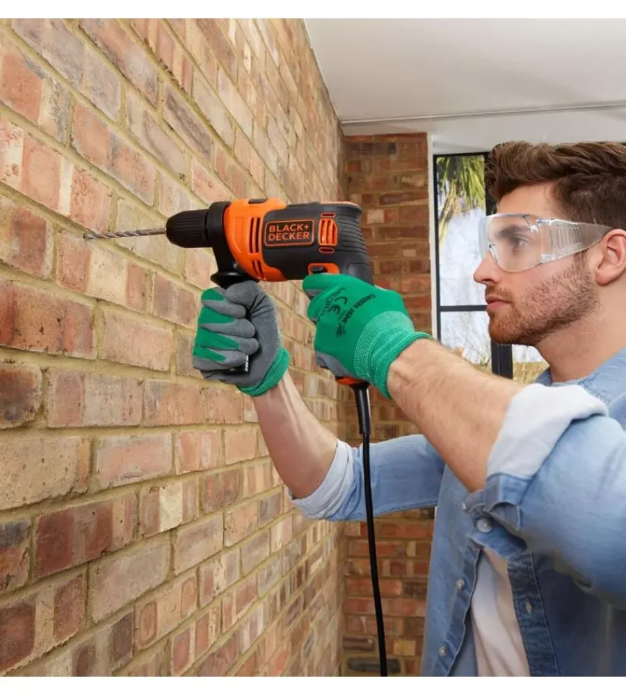 Trapani E Avvitatori-Black+Decker Kit valigetta trapano a percussione elettrico "beh710k" 710 w