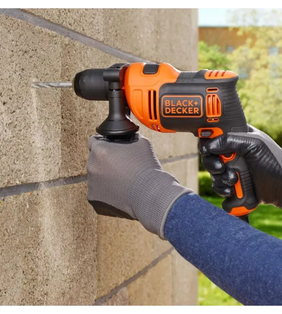 Trapani E Avvitatori-Black+Decker Kit valigetta trapano a percussione elettrico "beh710k" 710 w