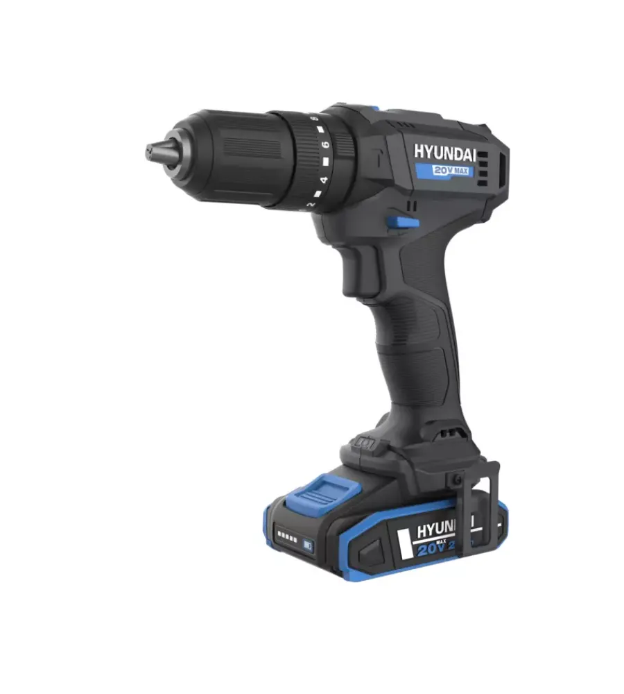 Trapani E Avvitatori-Hyundai Kit valigetta trapano a percussione a batteria 50 nm 20v 2ah, caricabatterie e 75 utensili - cod. 25873