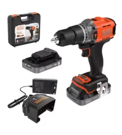 Black+Decker Trapani E Avvitatori|Kit valigetta trapano avvitatore a percussione a batteria "bcd383d2xk-qw" 2 batterie 18v