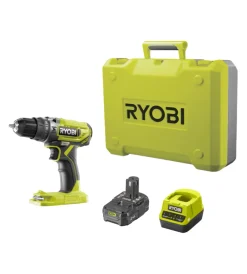 Ryobi Trapani E Avvitatori|Kit valigetta trapano avvitatore a percussione a batteria "r18pd2-120b" 18v 2ah e caricabatterie