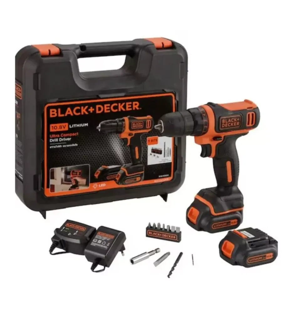 Hot Kit valigetta trapano avvitatore a batteria "bdcdd12kb-qw" 2 batterie 10,8v 1,5ah Trapani E Avvitatori