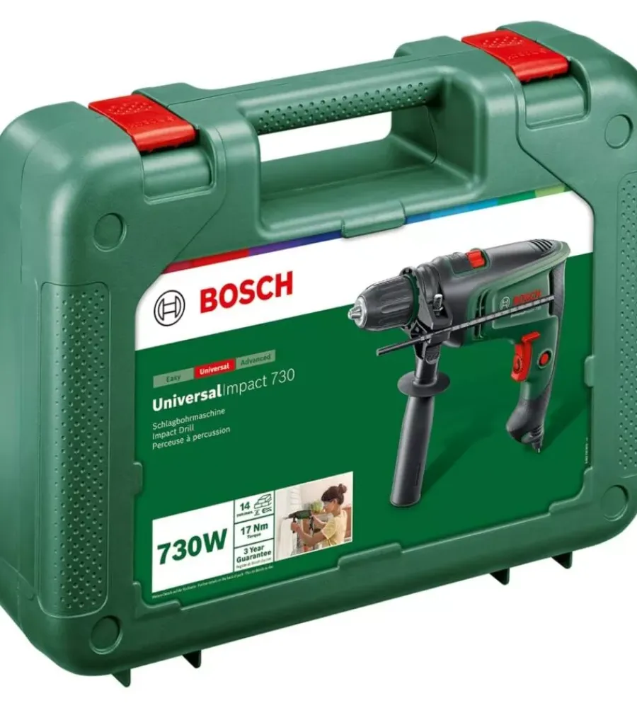 Trapani E Avvitatori-Bosch Kit valigetta trapano battente a percussione elettrico "universal impact 730" 730 w