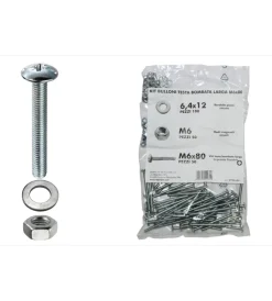 Discount Kit viti testa bombata larga ø 6 x 80 + dadi + rondelle - 200 pz. Sistemi Di Fissaggio