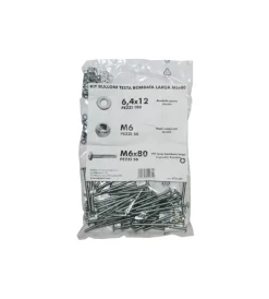Discount Kit viti testa bombata larga ø 6 x 80 + dadi + rondelle - 200 pz. Sistemi Di Fissaggio