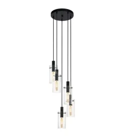Illuminazione Per Interno-Eglo Lampada a sospensione "montefino" vetro e metallo, 5x60w