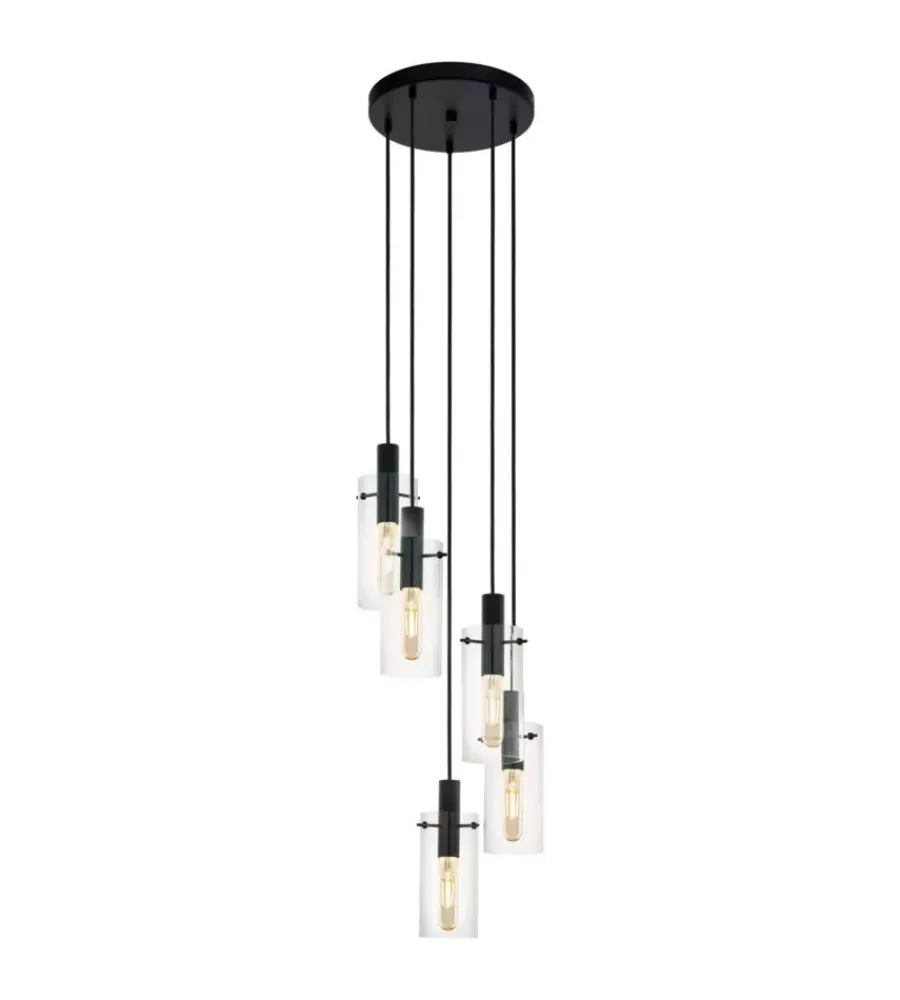 Illuminazione Per Interno-Eglo Lampada a sospensione "montefino" vetro e metallo, 5x60w
