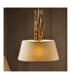 Illuminazione Per Interno-Onli Lampada a sospensione "woody" legno e stoffa, e27