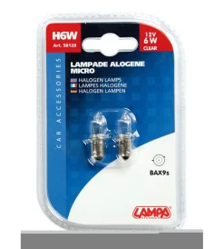 Elettrico-Lampa da alogena micro 12v - h6w - 6w - bax9s - 2 pz - d/blister 58128
