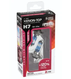Elettrico|Lampada alogena 12v xenon top +120% luce - h7 - 55w - px26d - 2 pz  - scatola  58602