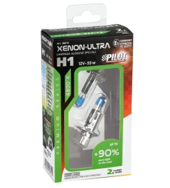 Elettrico|Lampada alogena 12v xenon ultra +90% luce - h1 - 55w - p14,5s - 2 pz  - scatola  58610