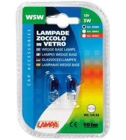 Hot da con zoccolo vetro - (w5w) - 5w - w2,1x9,5d - 2 pz - d/blister - blu 58360 Elettrico