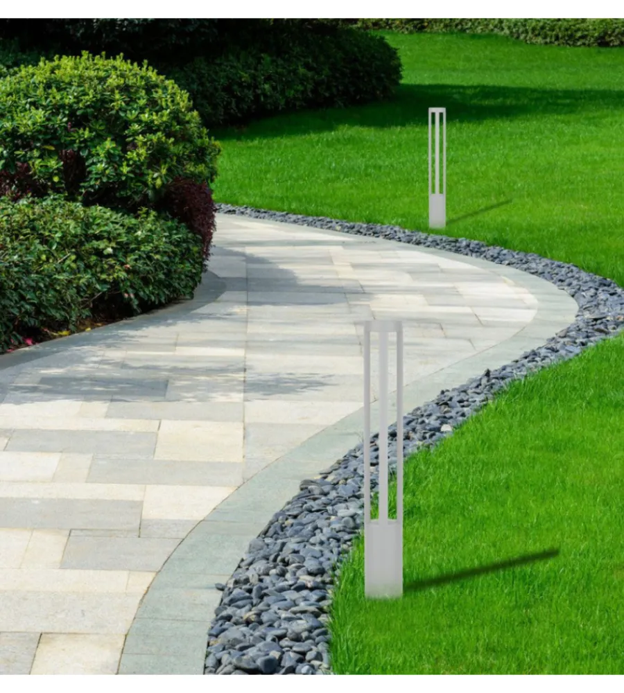 Illuminazione Per Esterno- Lampada da esterno colore bianco con altezza 80 cm, 10 w 4000 k