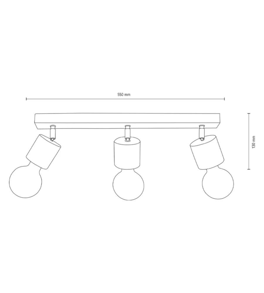 Onli Illuminazione Per Interno|Lampada da soffitto "matilde" barra 3 luci e27