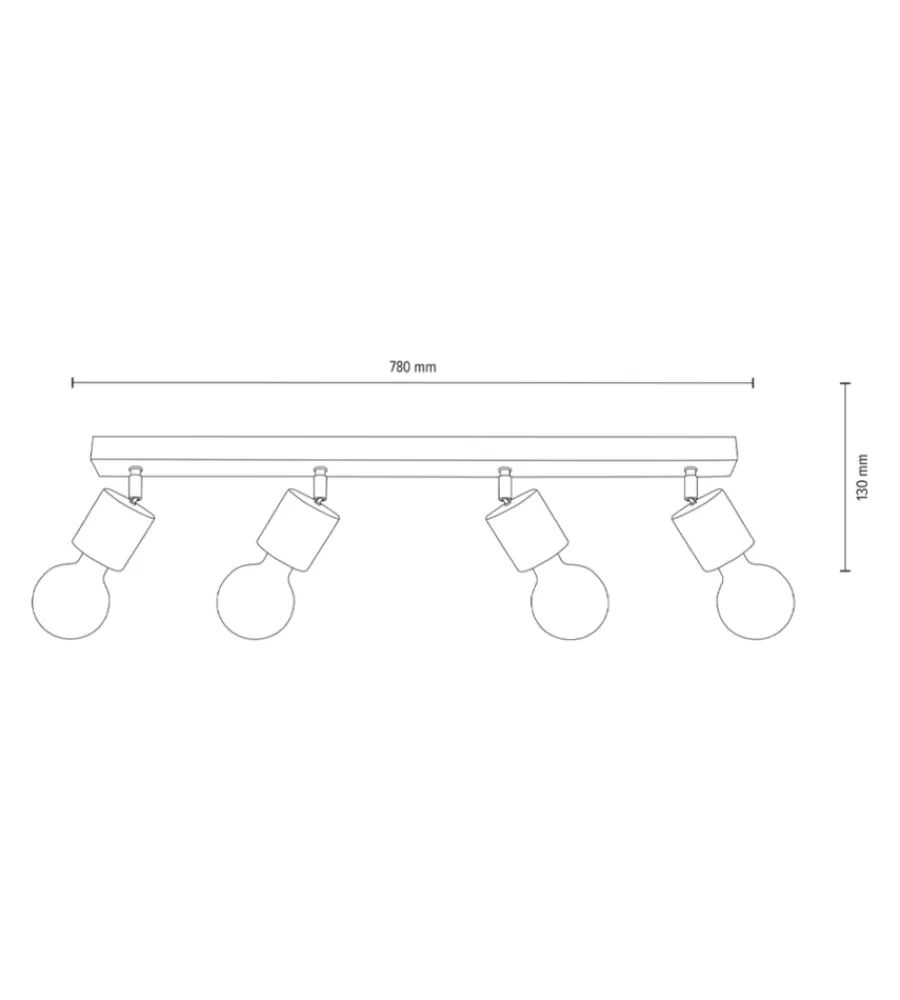 Onli Illuminazione Per Interno|Lampada da soffitto "matilde" barra 4 luci, e27