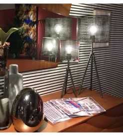 Onli Illuminazione Per Interno|Lampada da tavolo "flam" in metallo grigio, e14