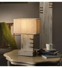 Online Lampada da tavolo "gea" legno e corda, e27 Illuminazione Per Interno
