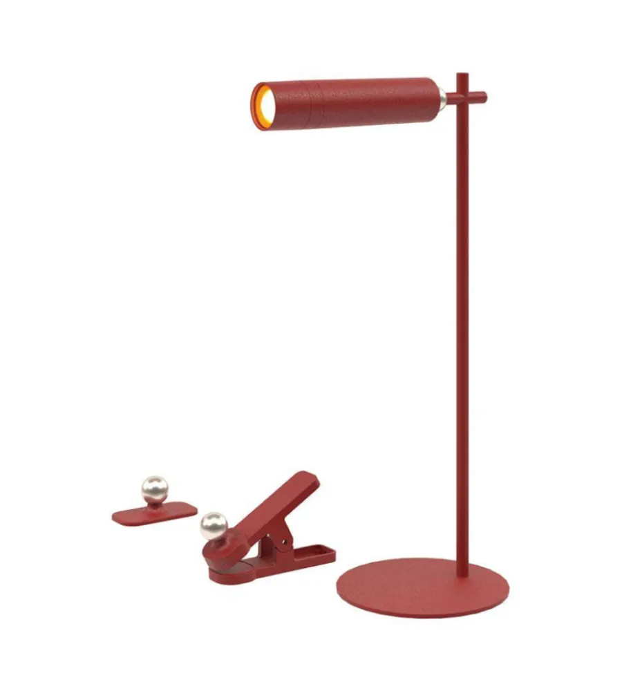 Illuminazione Per Interno- Lampada da tavolo magnetica ricaricabile rossa 3w, 4000k