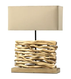 Illuminazione Per Interno-Onli Lampada da tavolo "marica" legno e tessuto, e27