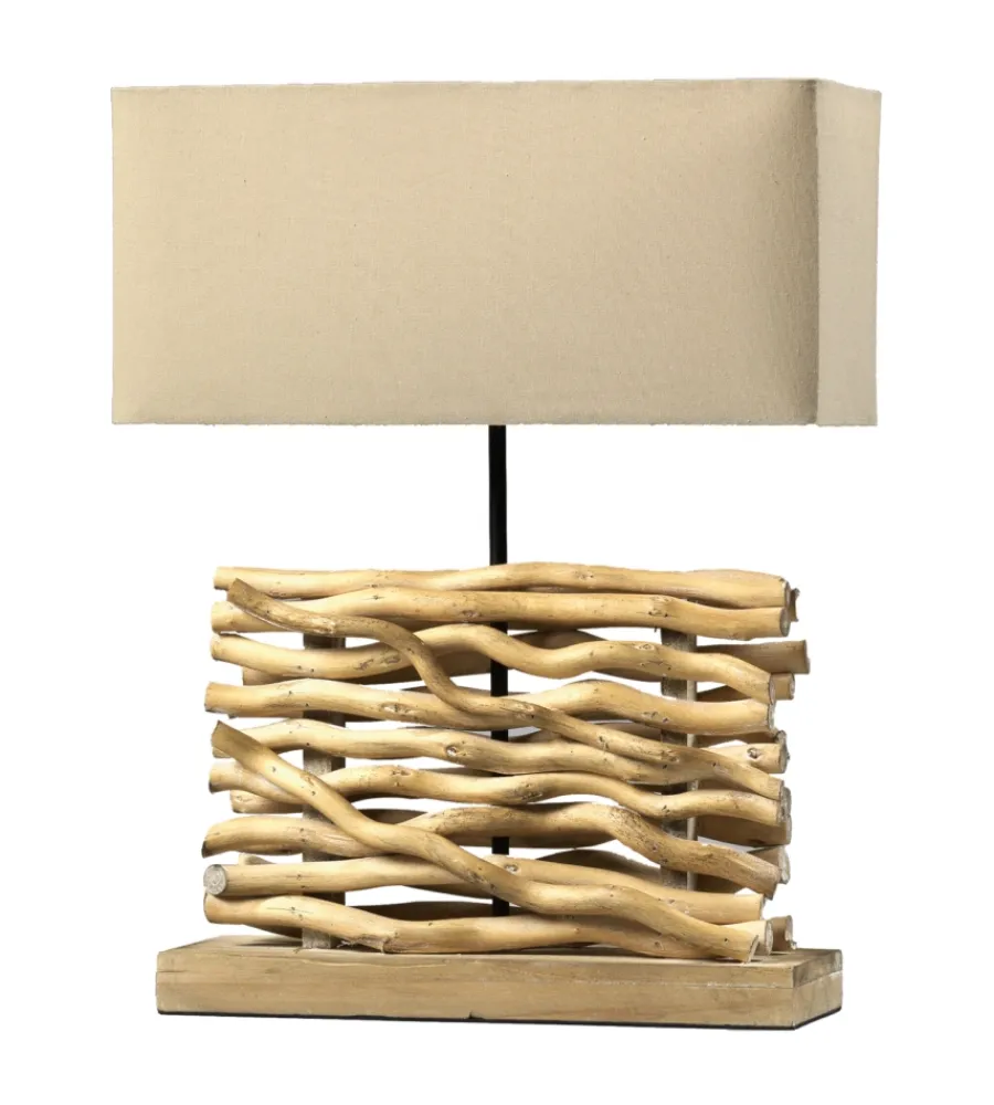 Illuminazione Per Interno-Onli Lampada da tavolo "marica" legno e tessuto, e27
