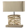 Onli Illuminazione Per Interno|Lampada da tavolo "marica" in legno e stoffa, e27