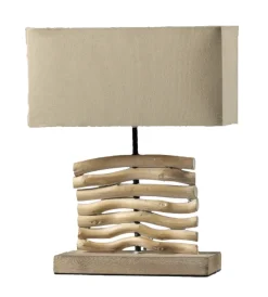 Onli Illuminazione Per Interno|Lampada da tavolo "marica" in legno e stoffa, e27