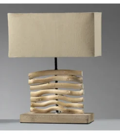 Onli Illuminazione Per Interno|Lampada da tavolo "marica" in legno e stoffa, e27