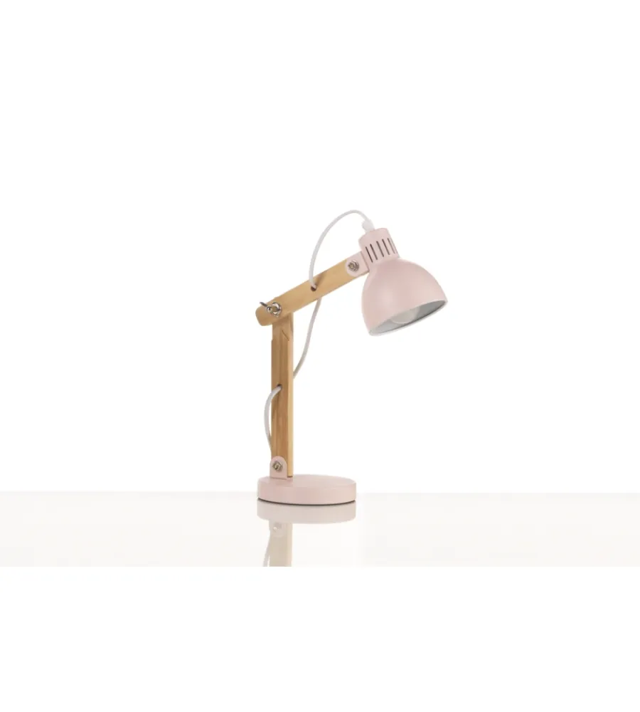 Illuminazione Per Interno-Onli Lampada da tavolo "nora" in legno e metallo rosa, e14