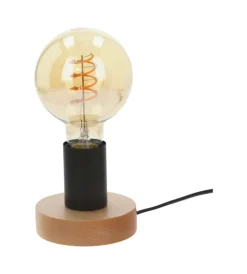 Outlet Lampada da tavolo "figo" rotonda legno e metallo, e27 Illuminazione Per Interno