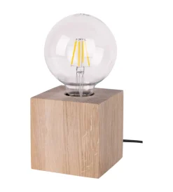 Onli Illuminazione Per Interno|Lampada da tavolo "fofi" quadrata legno di rovere, e27