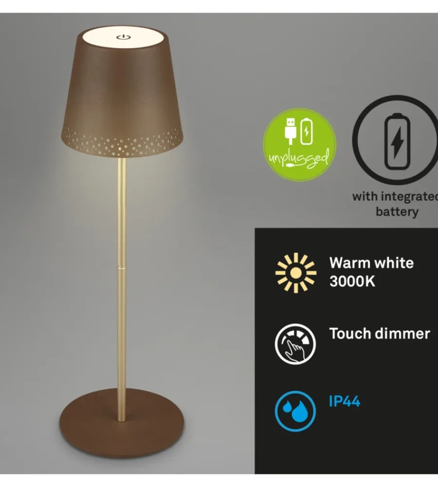 Hot Lampada da tavolo ricaricabile oro, 280 lumen Illuminazione Per Esterno