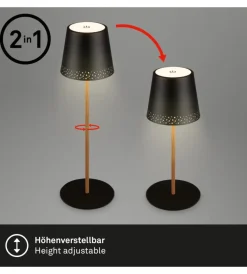 Illuminazione Per Esterno- Lampada da tavolo ricaricabile nero, 280 lumen