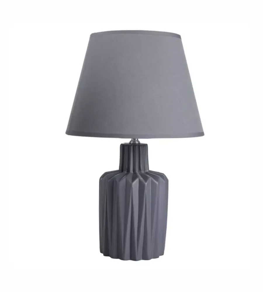 Illuminazione Per Interno- Lampada da tavolo "vulcano" in ceramica grigia e14