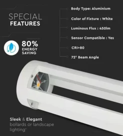 Illuminazione Per Esterno- Lampada led da terra da esterno vtac bianco 6400k 80cm