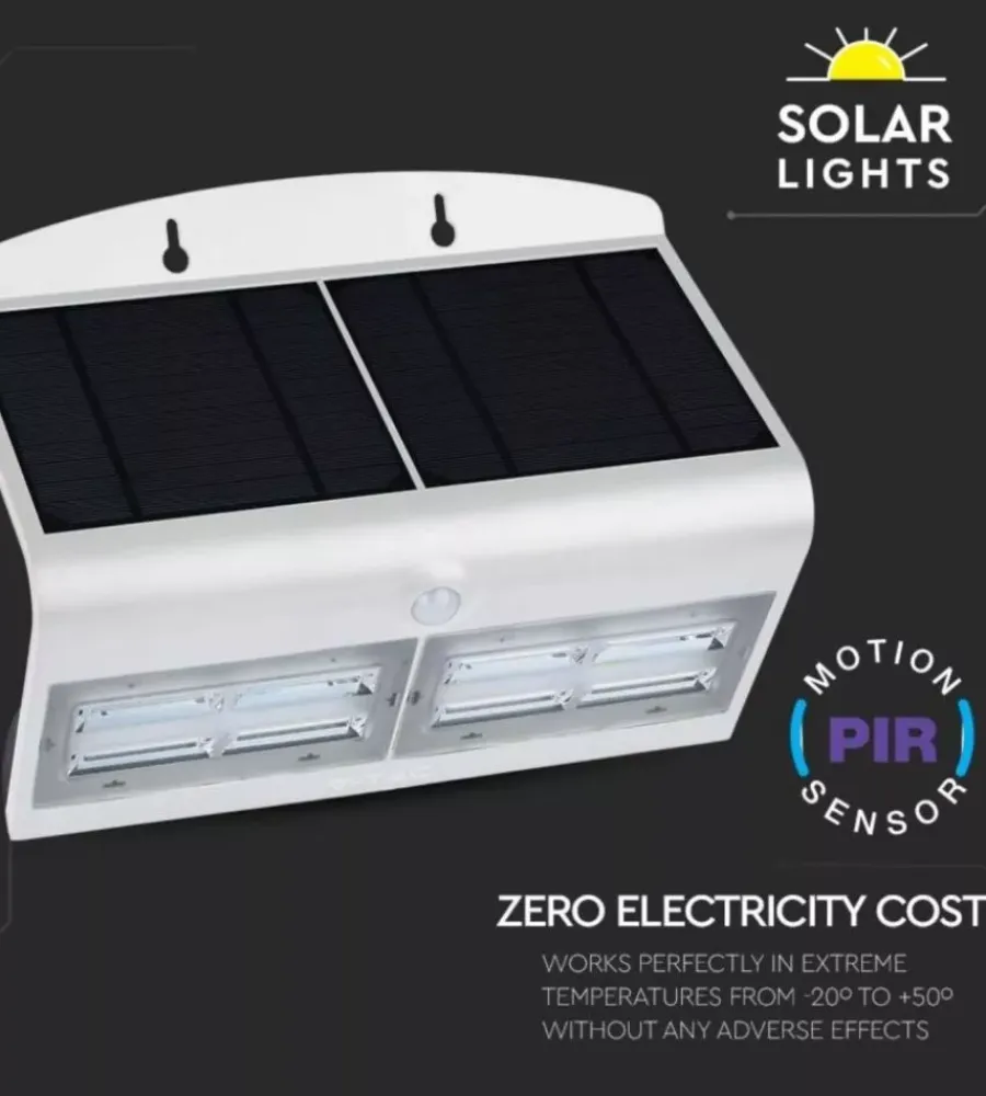 Illuminazione Per Esterno|Lampada led solare a muro da esterno vtac bianco 4000k