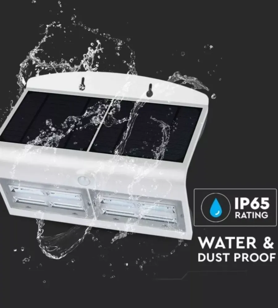 Illuminazione Per Esterno|Lampada led solare a muro da esterno vtac bianco 4000k