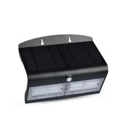 Illuminazione Per Esterno- Lampada led solare a muro da esterno vtac nero 4000k