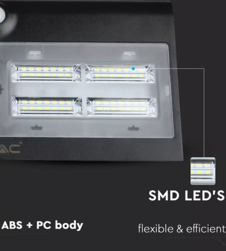 Illuminazione Per Esterno- Lampada led solare a muro da esterno vtac nero 4000k