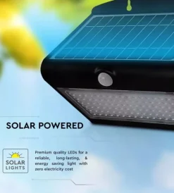 Illuminazione Per Esterno- Lampada led solare a muro da esterno vtac nero 4000k