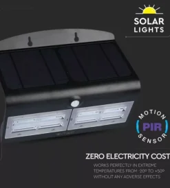 Illuminazione Per Esterno- Lampada led solare a muro da esterno vtac nero 4000k