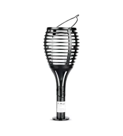 Illuminazione Per Esterno|Lampada led solare da esterno a forma di torcia multi applicabile vtac nero 2200 k