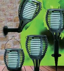 Illuminazione Per Esterno|Lampada led solare da esterno a forma di torcia  multi applicabile vtac nero 2200 k