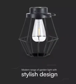 Illuminazione Per Esterno|Lampada led solare da esterno ricaricabile vtac nero vintage 3000k