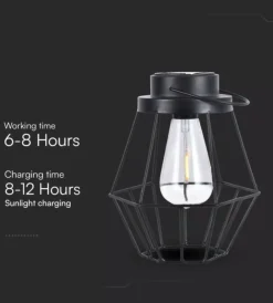 Illuminazione Per Esterno|Lampada led solare da esterno ricaricabile vtac nero vintage 3000k