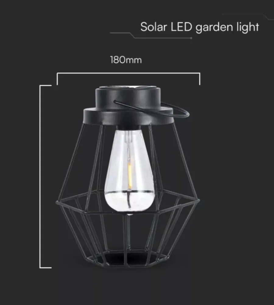 Illuminazione Per Esterno|Lampada led solare da esterno ricaricabile vtac nero vintage 3000k